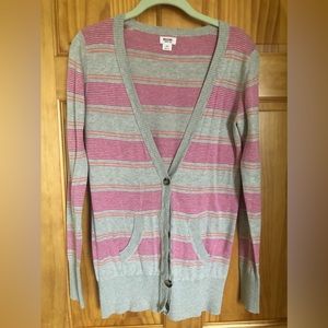 Mossimo, Womens sweater, button down, cardigan, stripes, pink tan